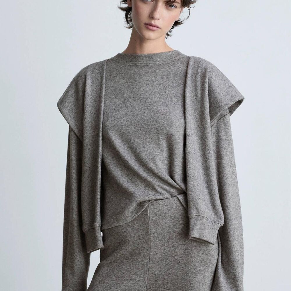 Mango Women's Grey and Brown Sweatshirt